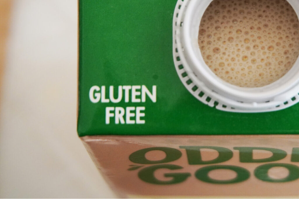 ODDLY GOODのオーツミルクのパッケージにある「Gluten Free」の表記